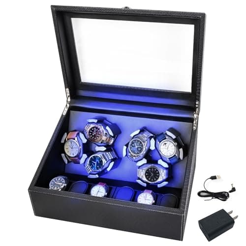 hightall 6-Watch Winder + 6-Slot Storage