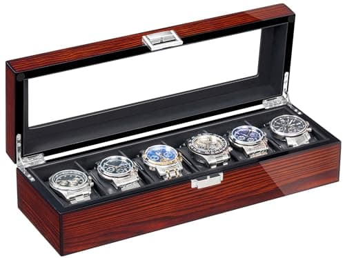 BEWISHOME 6-Slot Wooden Watch Box (SSH06Y)