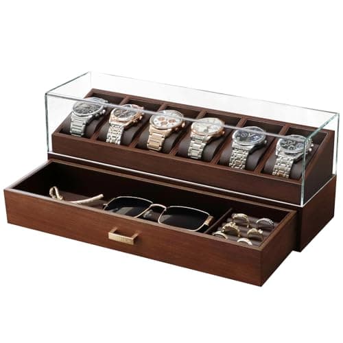 KAMIER 6-Slot Wooden Watch Box (2-Layer)