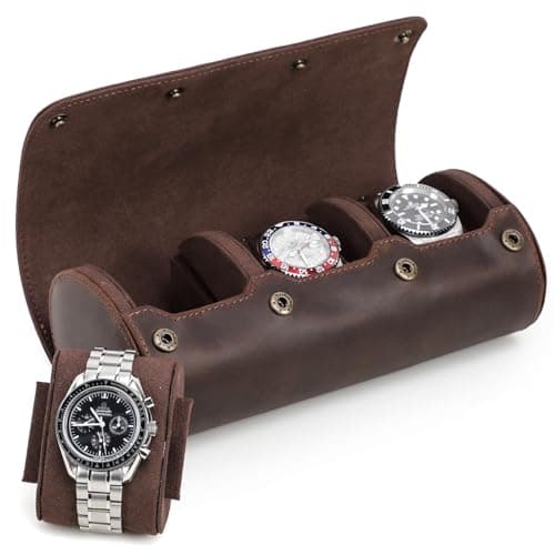 UPRESYE Full-Grain Leather Watch Roll (3 Slots)