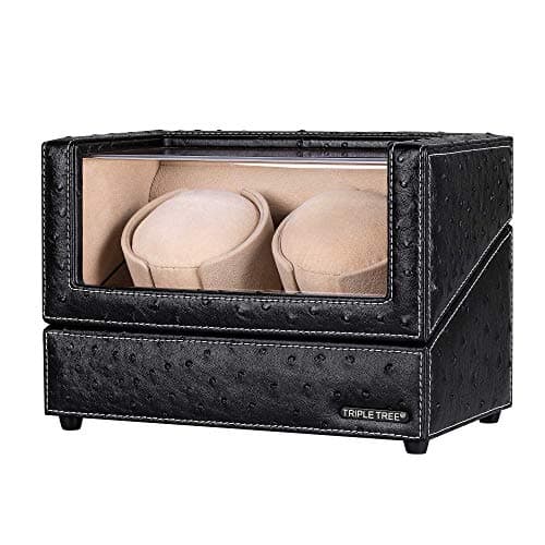 TRIPLE TREE Double Watch Winder (Leather over Wood Shell)