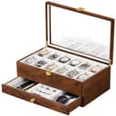 Waxvorax 12-Slot Solid Black Walnut Box with Valet Drawer