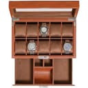 Rothwell 10-Slot Leather Watch Box with Valet Drawer